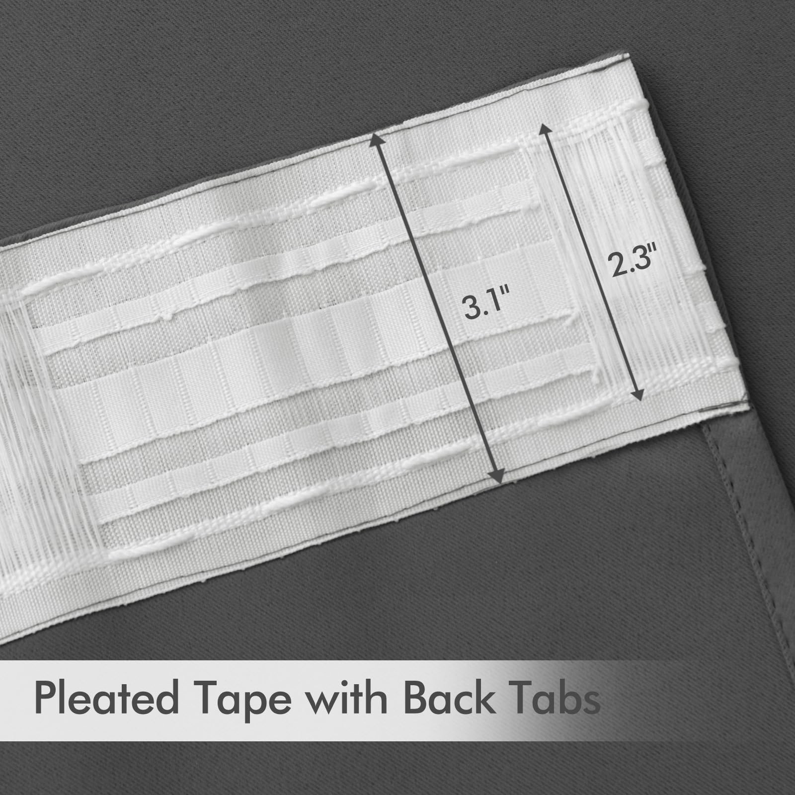 Back Tab Grey Blackout Curtains 120 Inch Long 2 Panels Set for Living Room Be…