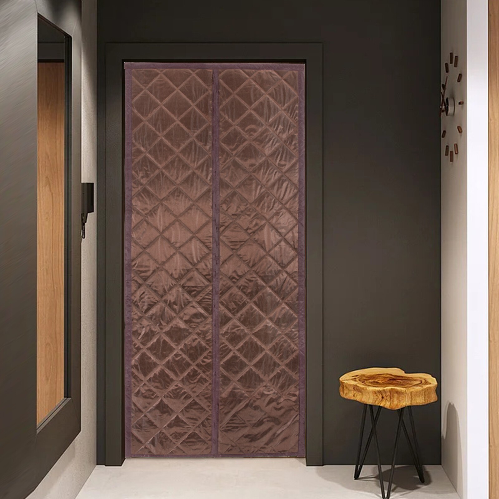 WaterproofMagnetic Thermal Insulated Door Curtain Center Opening Doorway Curtain