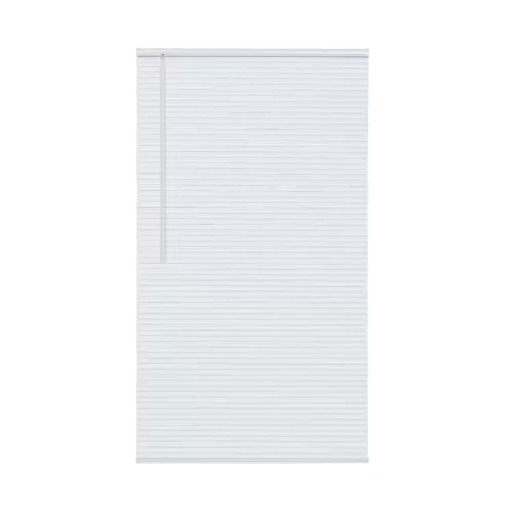 White Cordless 1 In. Light Filtering Vinyl Mini Blind 35-1/2 In. W X 64 In. L