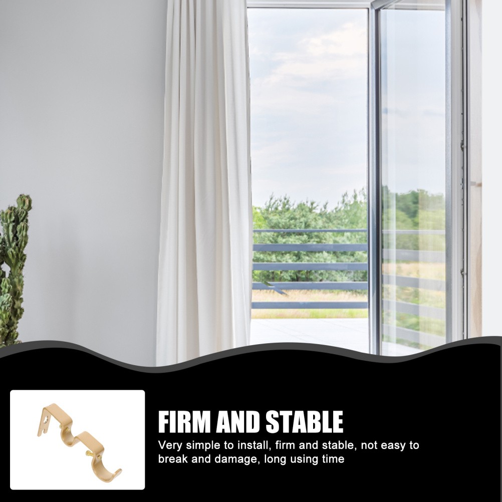 2 Sets Heavy Duty Rod Bracket Wall Mount Curtain Rod Holder Stand