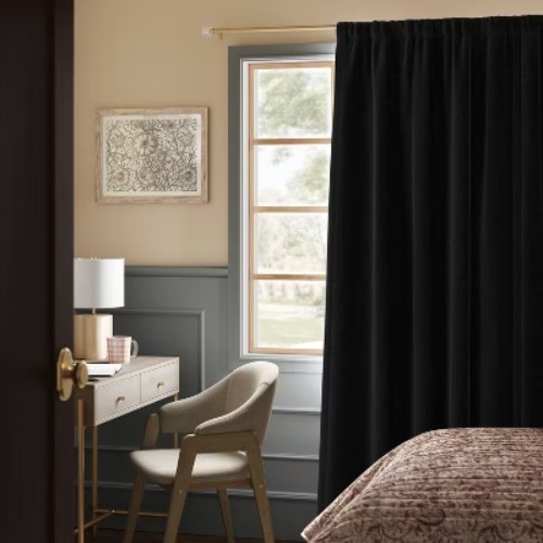 Blackout Henna Window Curtain Panel Black – Threshold™