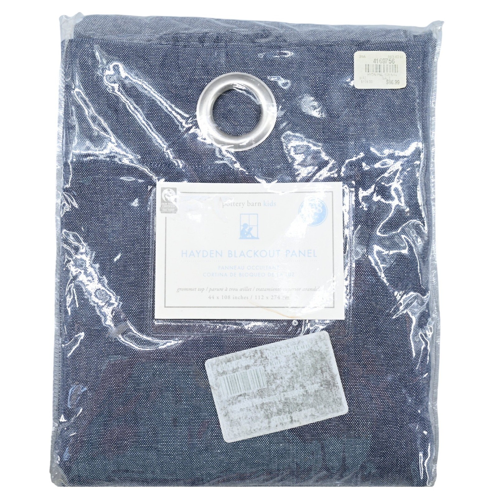 RETAIL $109 NEW Pottery Barn Kids Hayden Blackout Panel Navy Blue 44×108 Grommet