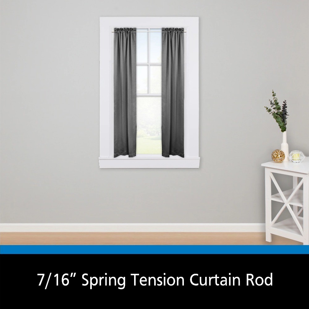 28-48 in. Adjustable Spring Tension Curtain Rod, 7/16 in. Diameter Steel Tube,