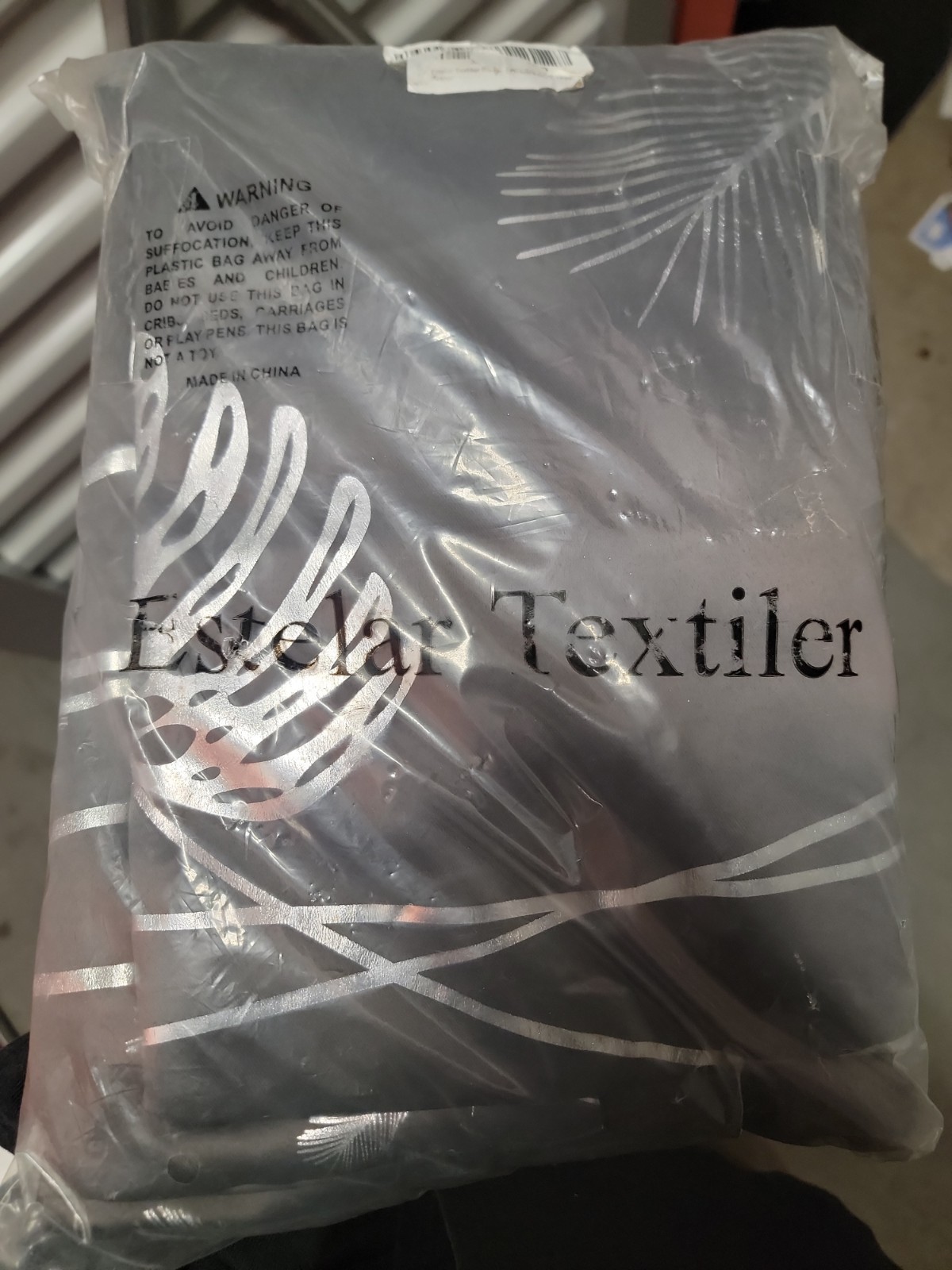 Estelar Blackout Curtains 84″ Long, / Elegant Silver Palm Tree Print