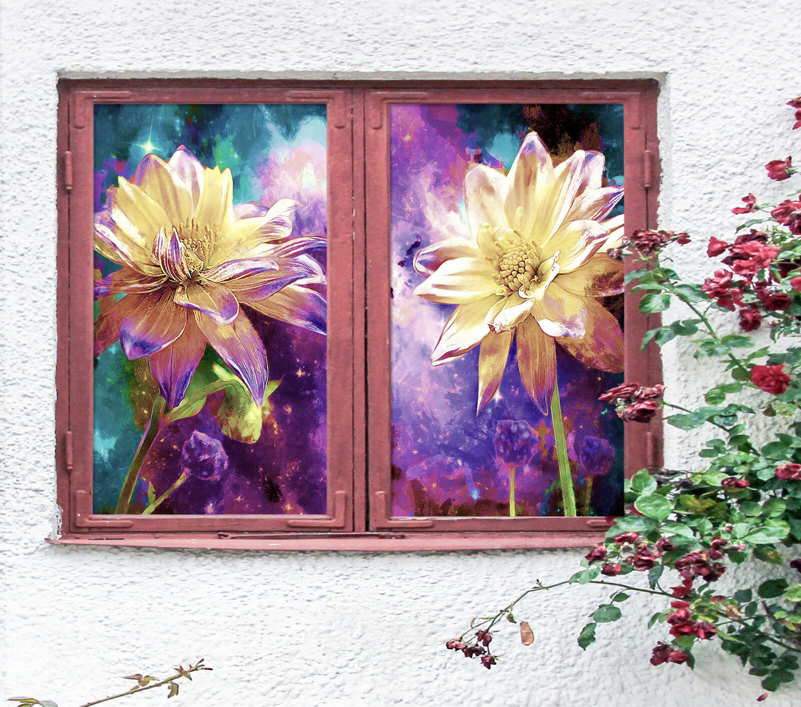 3D Bright Lotus ZHUA3301 Window Film Print Sticker Cling Stained Glass UV