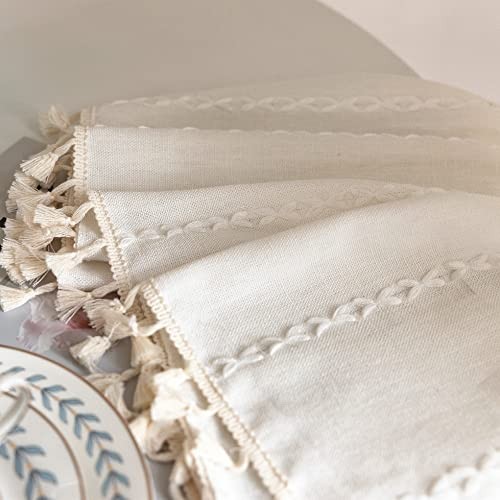 Boho Curtains 84 Inches Long for Bedroom Living 52″W x 84″L (Pack of 1) White