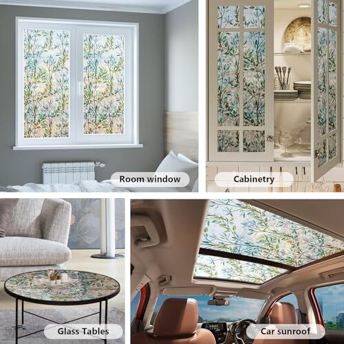 Window Privacy Film Window Film 3D No Glue Glass 17.5 Inch x 6.5 Feet Foliage