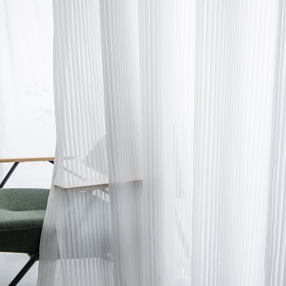 1/2x Panel White Stripe Sheer Voile Curtain Window Drapes Grommet Top Bedroom