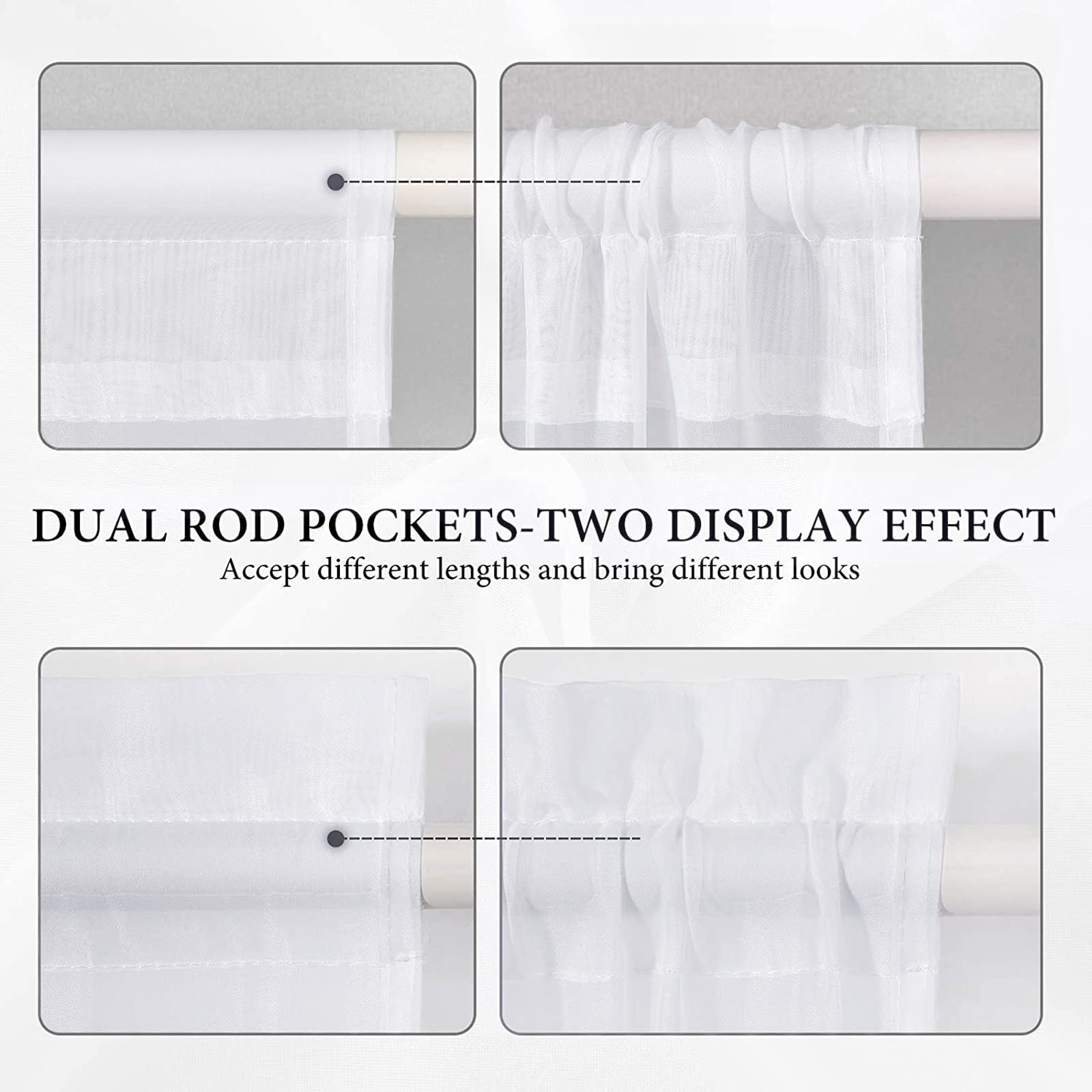 MIULEE Sidelight Sheer French Door Curtains 25 x 40 Inches Light Filtering