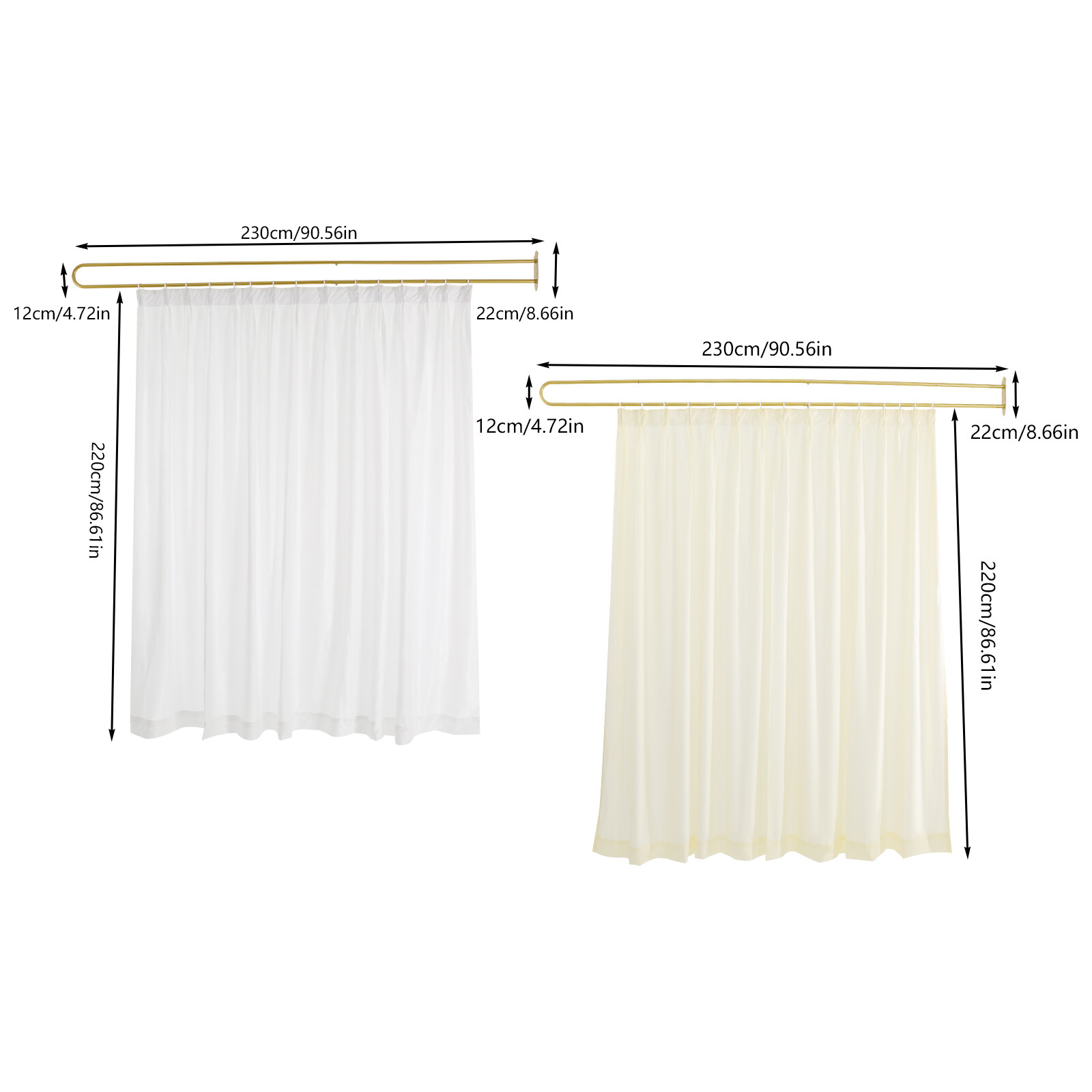 Gold/White UShape Partition Curtain Privacy Partition Curtain Livingroom Divider