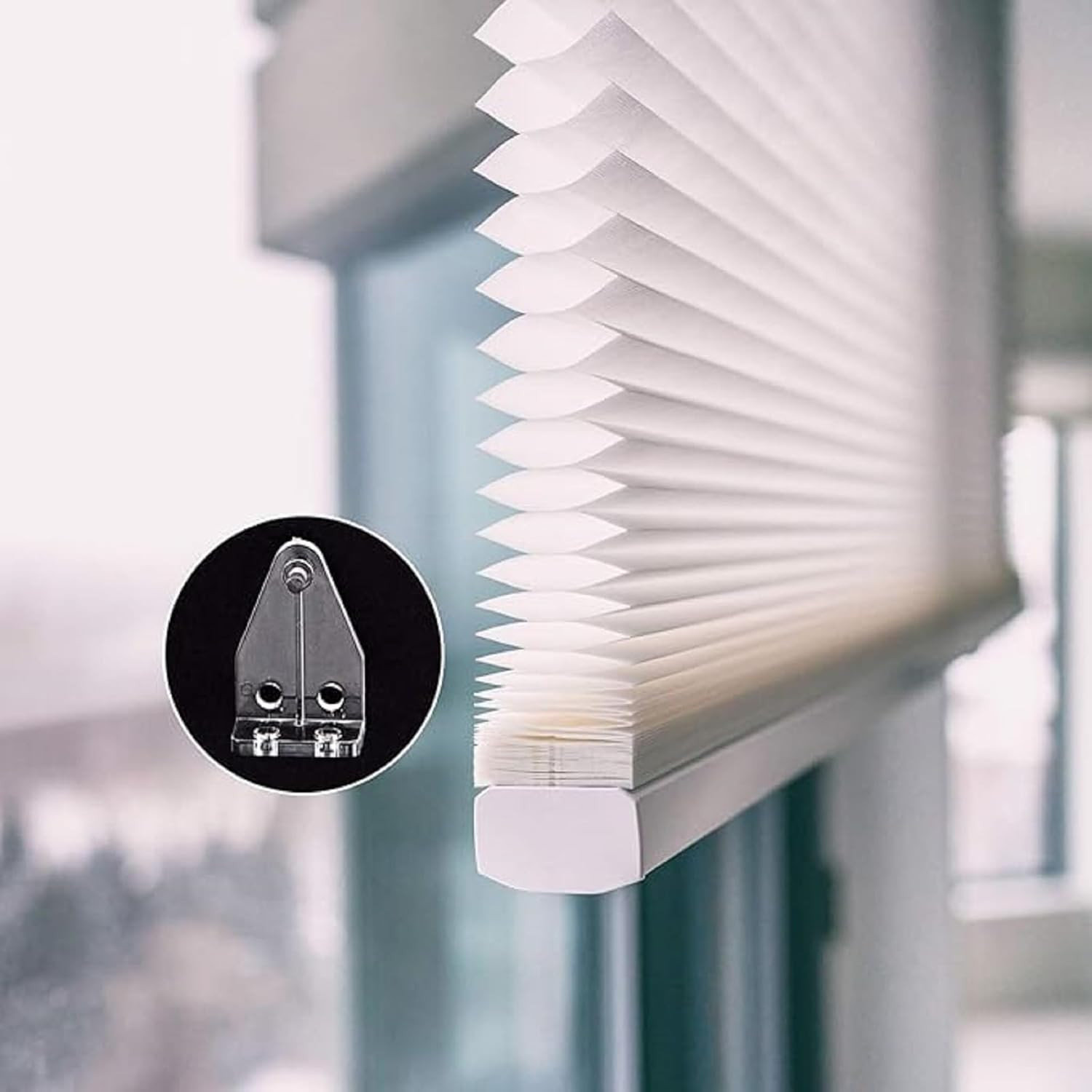 BBTO 40 Pcs 1 Inch Blind Hold down Brackets Clear Plastic Blinds Hooks Bottom Ra