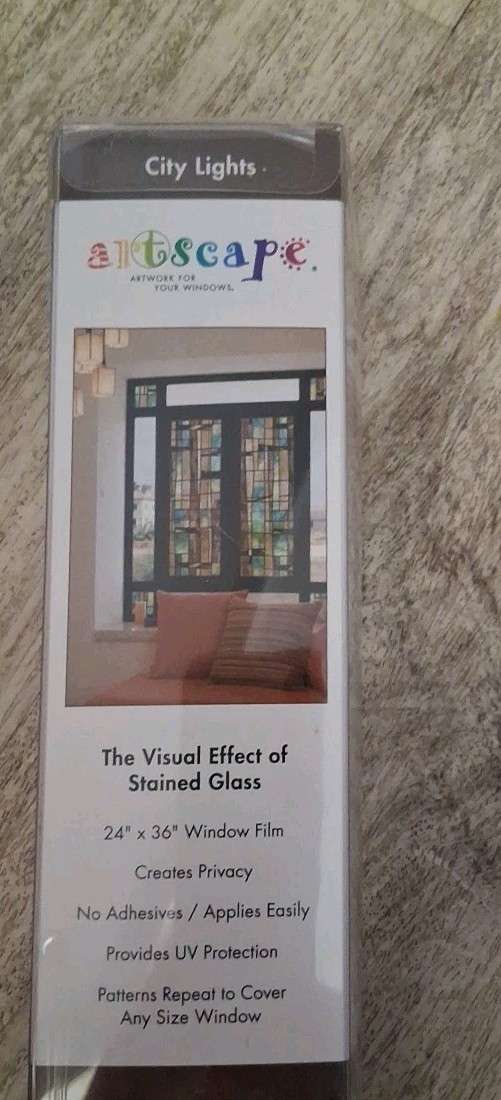 Artscape 24 in. x 36 in. City Lights Decorative Window Film Stainglass Look New