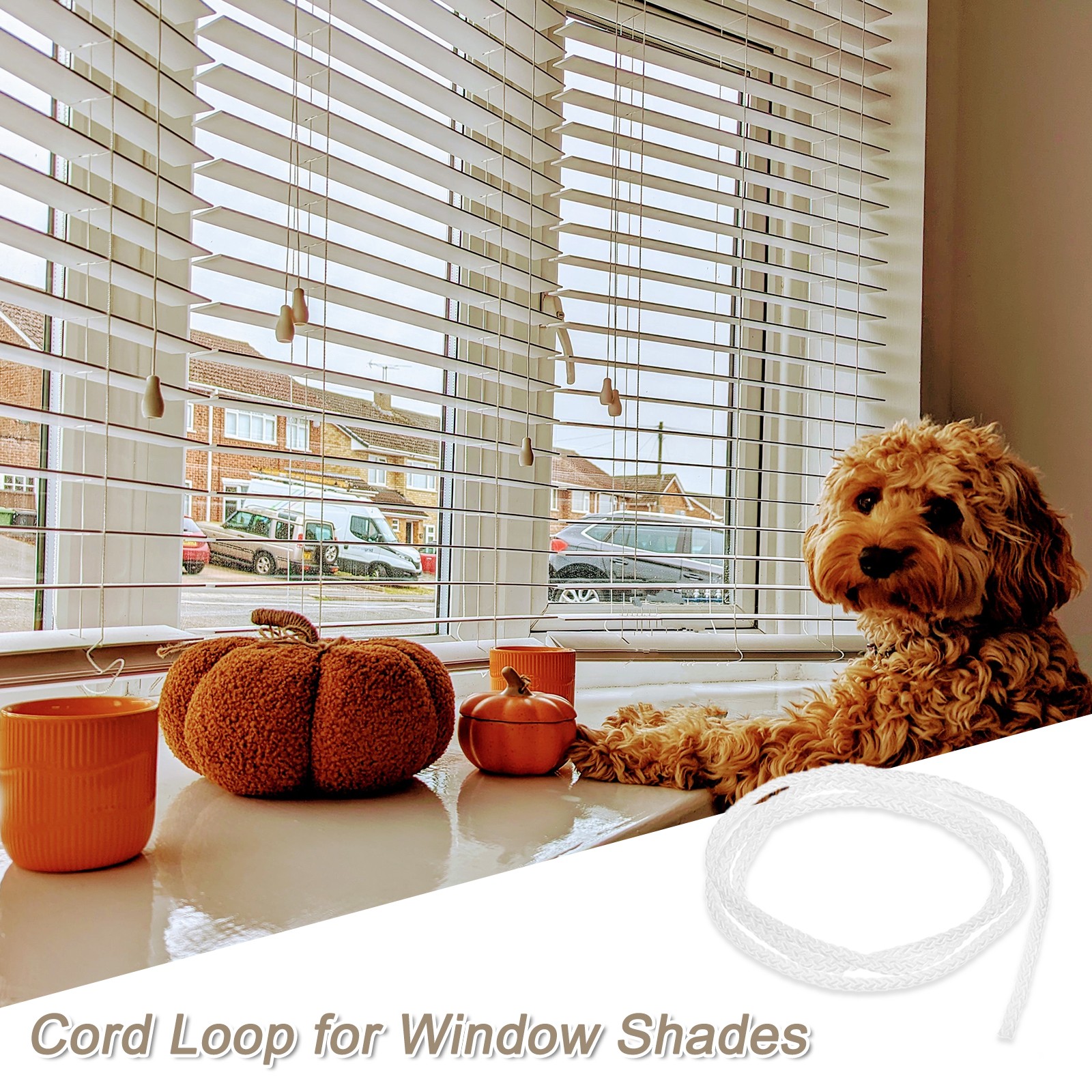 Cord Loop for Window Shades, 2.5mm 2Ft Window Blind Looped String, White