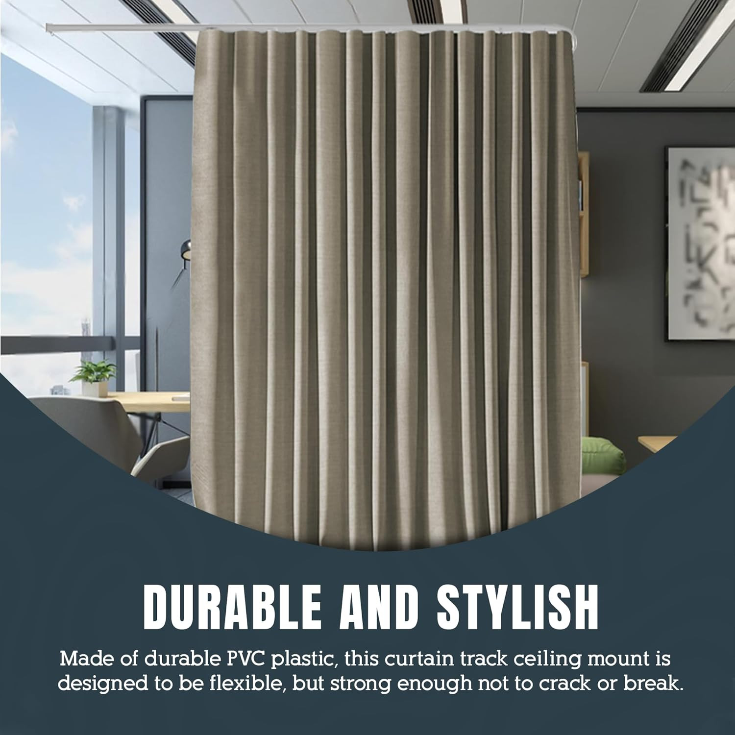 Flexible Bendable Ceiling Curtain Track, 16.4FT Black & White Bundle, Ceiling Mo