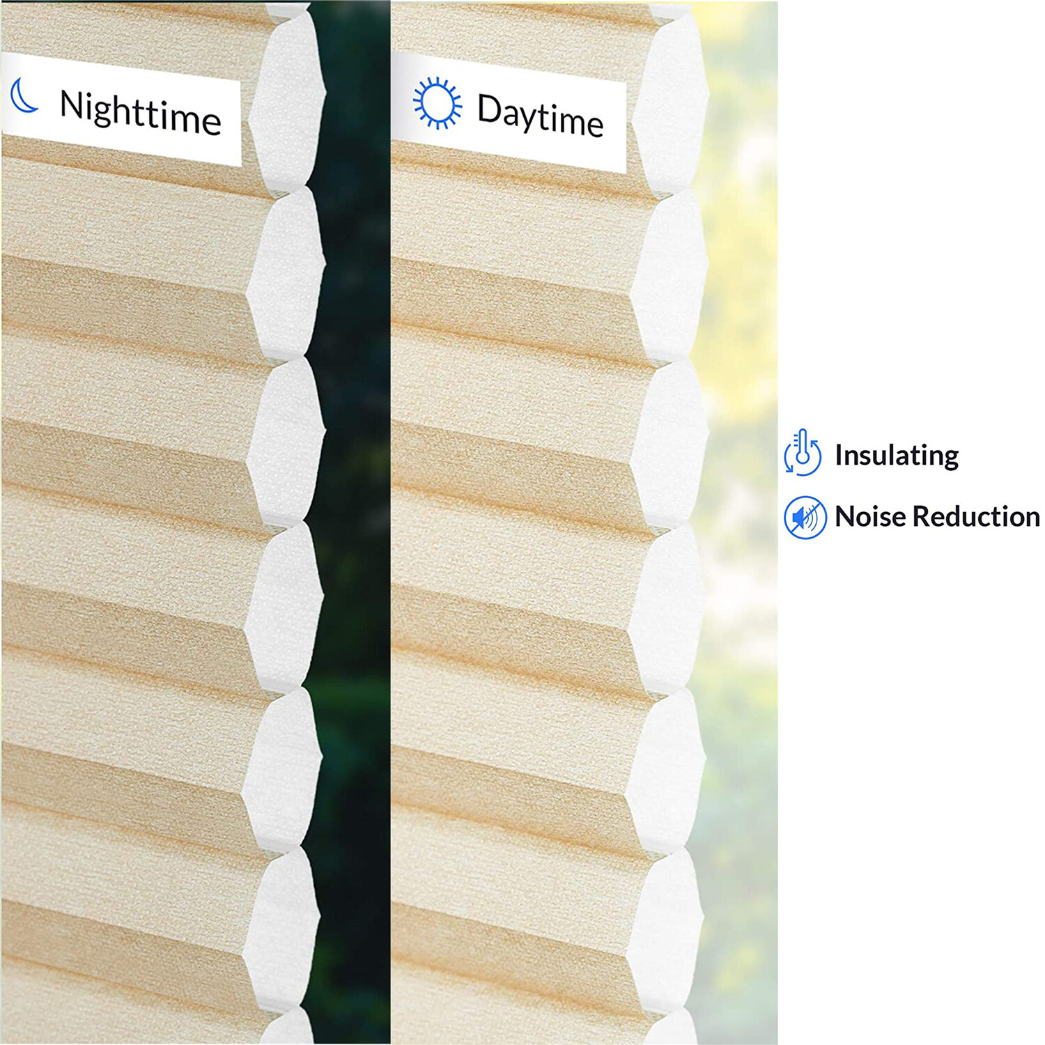 Beige Privacy & Light Filtering Cordless Cellular Shades Window Blinds – 40″ W X