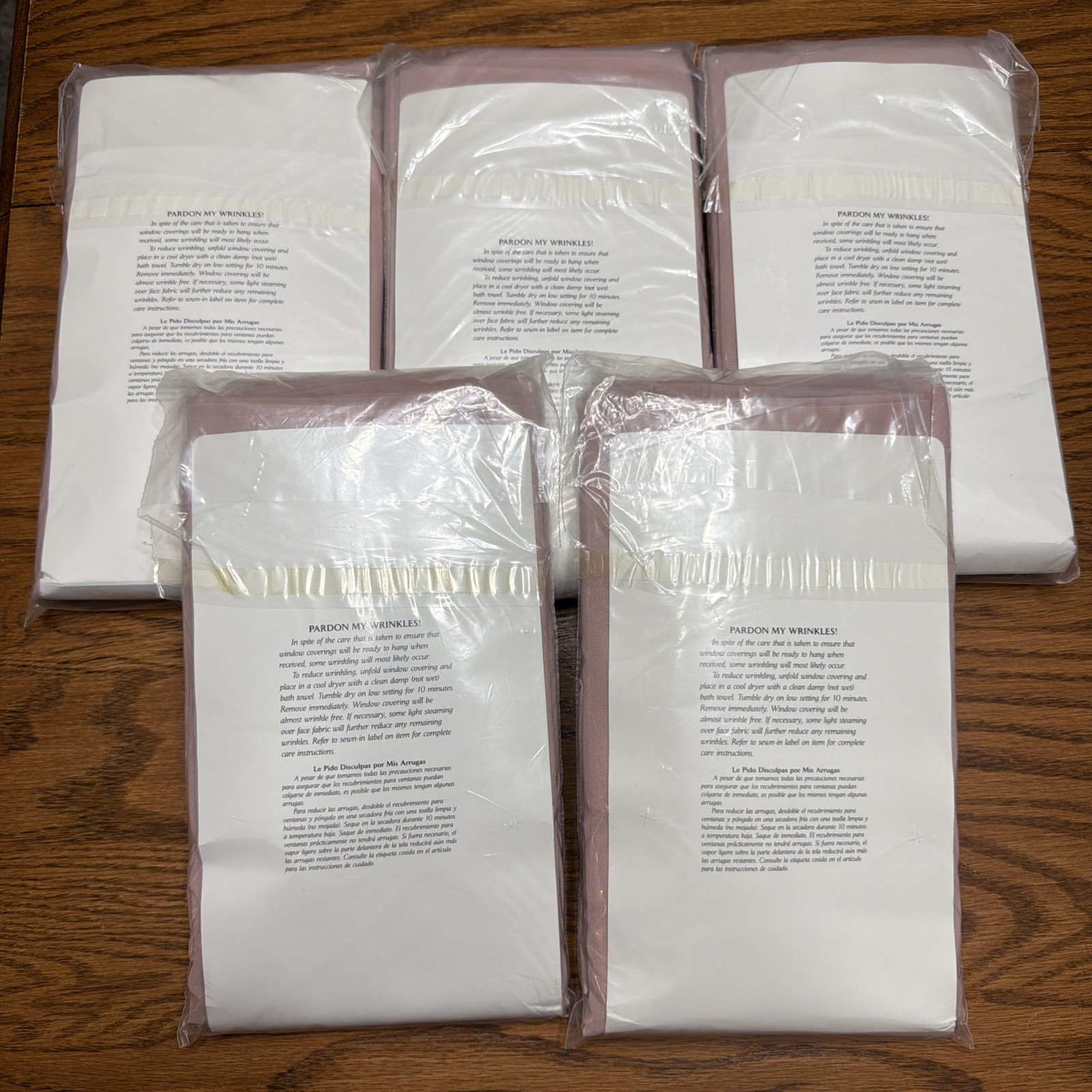 New Lot of 5 VTG JCPenney Home Georgette Curtain Panels 54 X 63 Rose Quartz USA