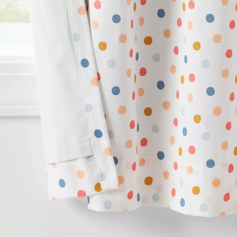 Pillowfort White & Colorful Dots Blackout & Lined Curtain Panel 42″ x 84″ NWOT