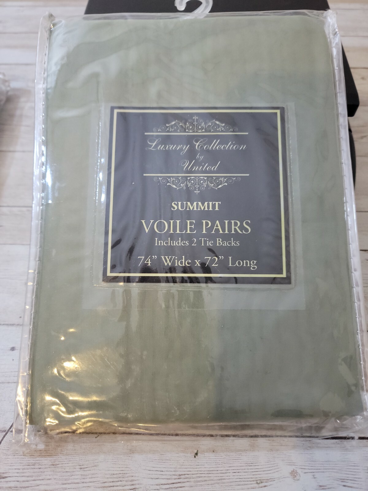 Luxury Collection by United~SUMMIT Voile Pairs~74” W x 72” L~Sage~Panels & Tieba