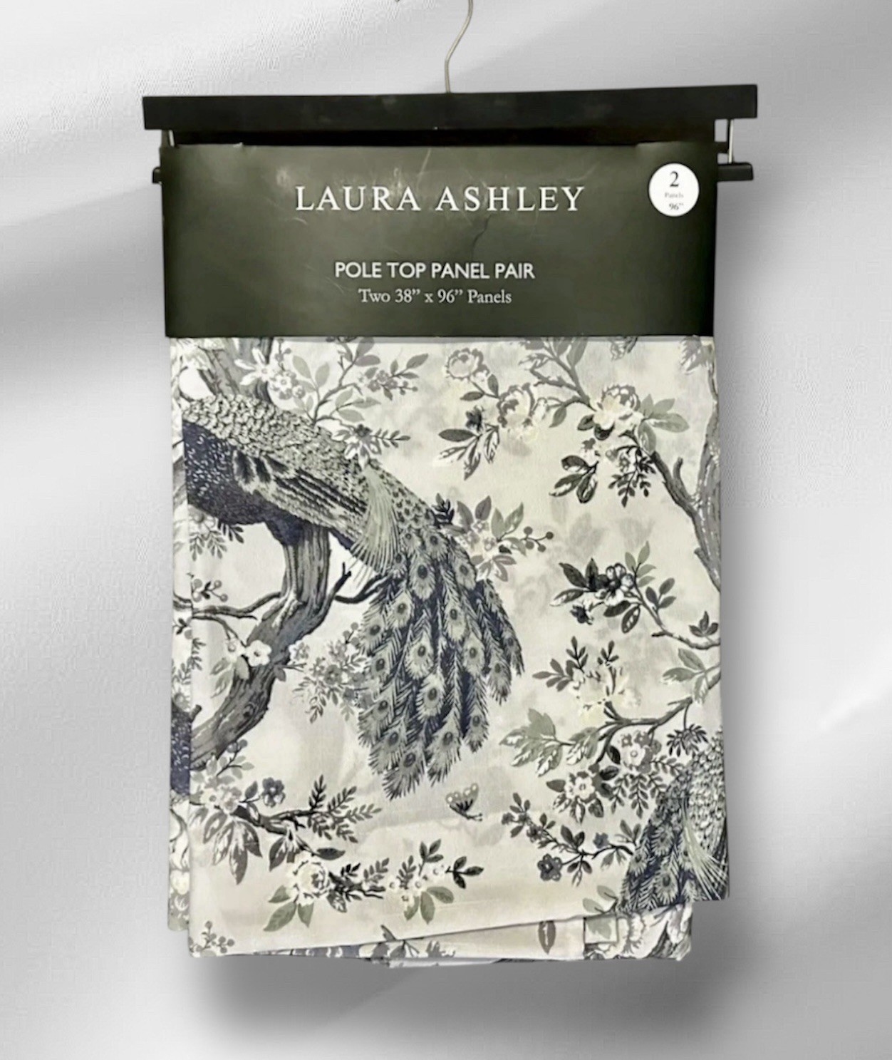Laura Ashley Belvedere Peacock 2 PC Curtain Panel Set Turquoise 38 x 96 Curtains