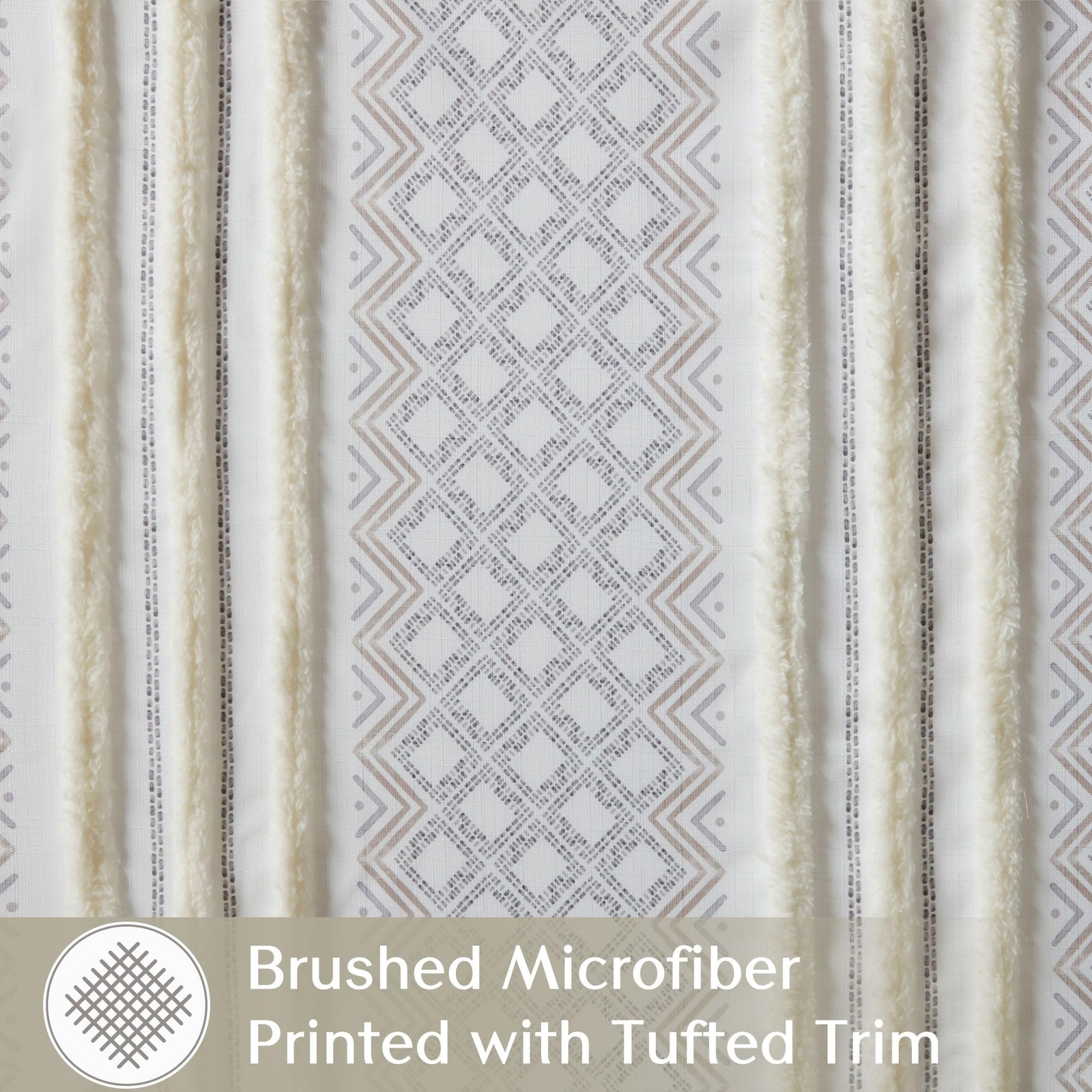 Window Curtain for Living Room Geometric Print Tufted Accent Modern Curtain W…