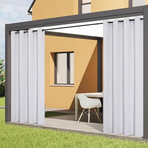 Outdoor Curtains for Patio Waterproof – 52″W x 96″L (Pack of 2) White