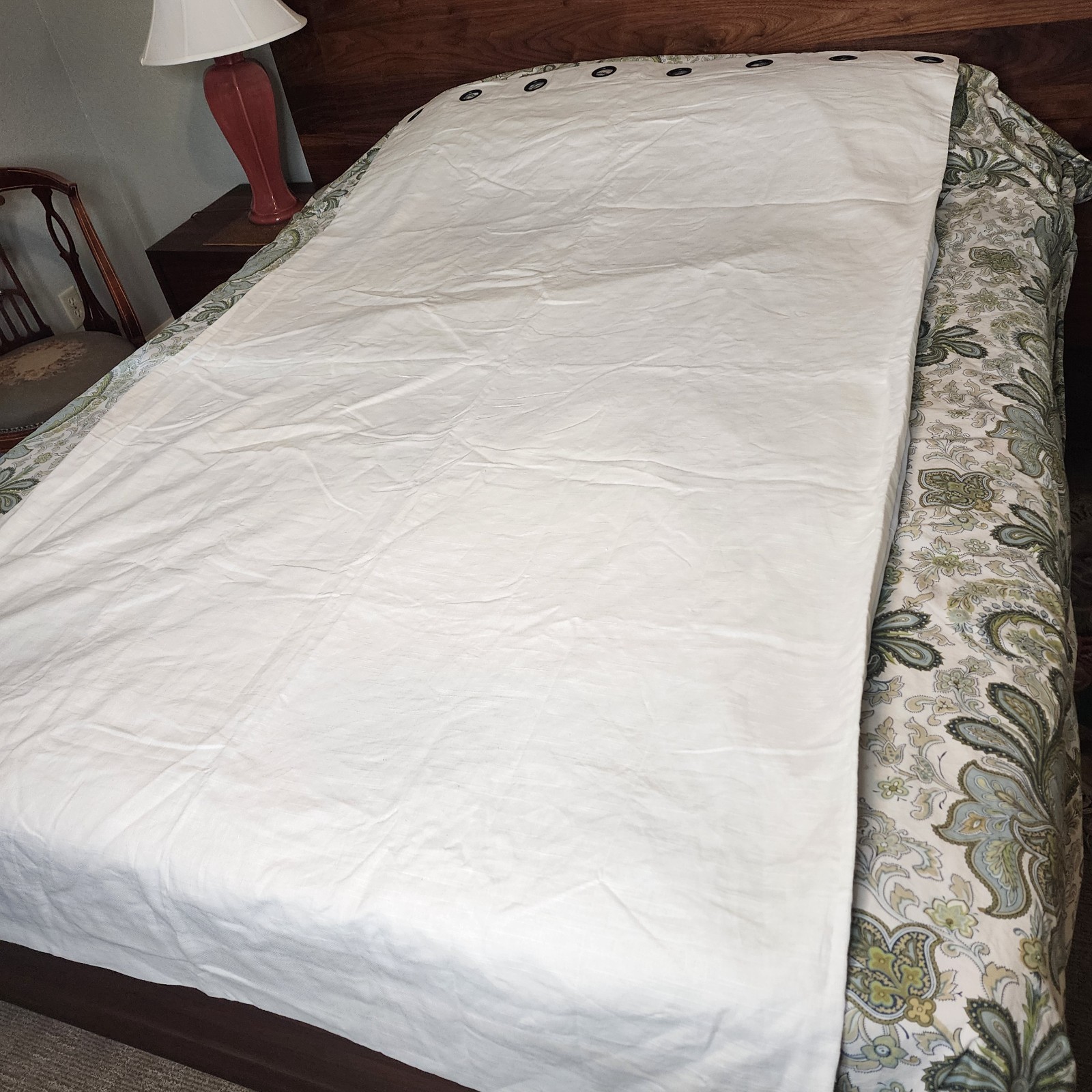 Pottery Barn Emery Linen Cotton Blackout Curtain Panel Grommet 50×84 White NWOT