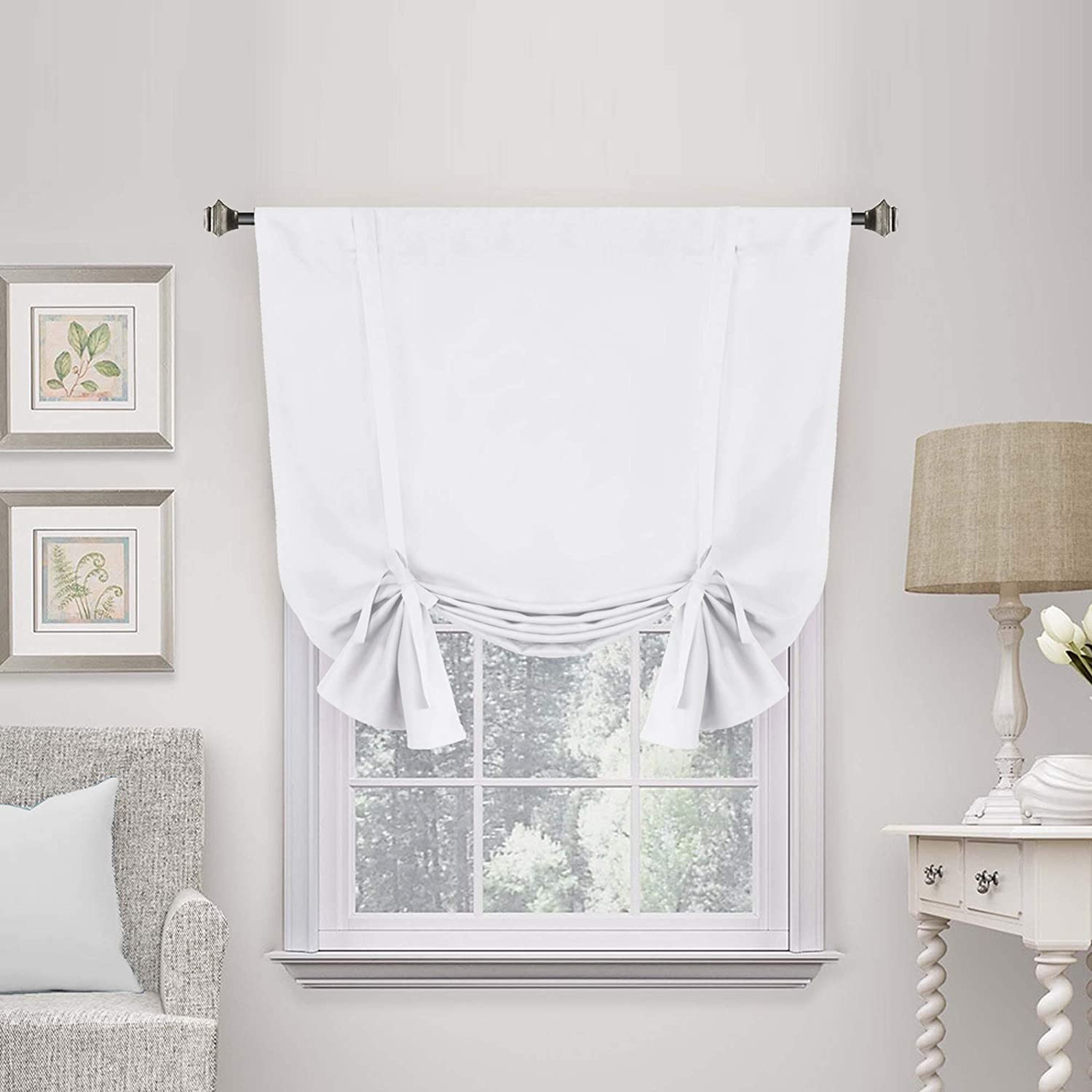 Pure White Curtain Thermal Insulated Tie up Window Shade Light