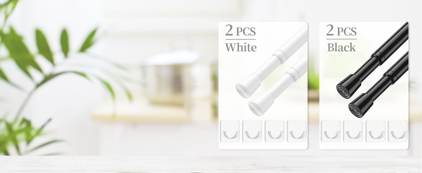 2pcs Spring Tension Rods Adjustable 26 to 39 inch Small Tension Curtain Rod No