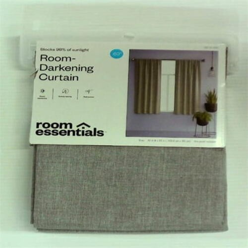 Room Essentials Heathered Gray Blackout Curtain Panel 42×63 Noise Reduction UV