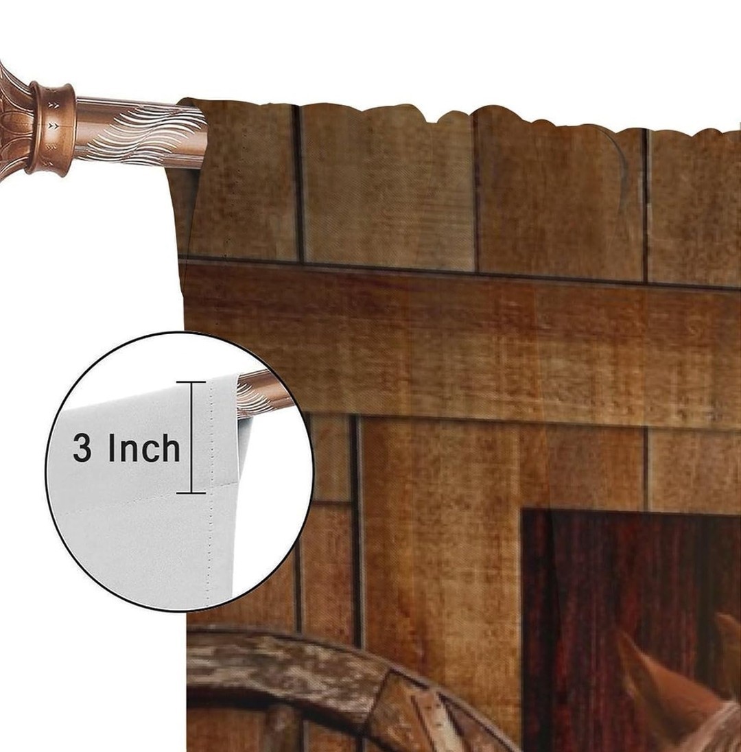 Horse & Stable Curtains (84″x50″ Each Panel) Right And Left Panels New