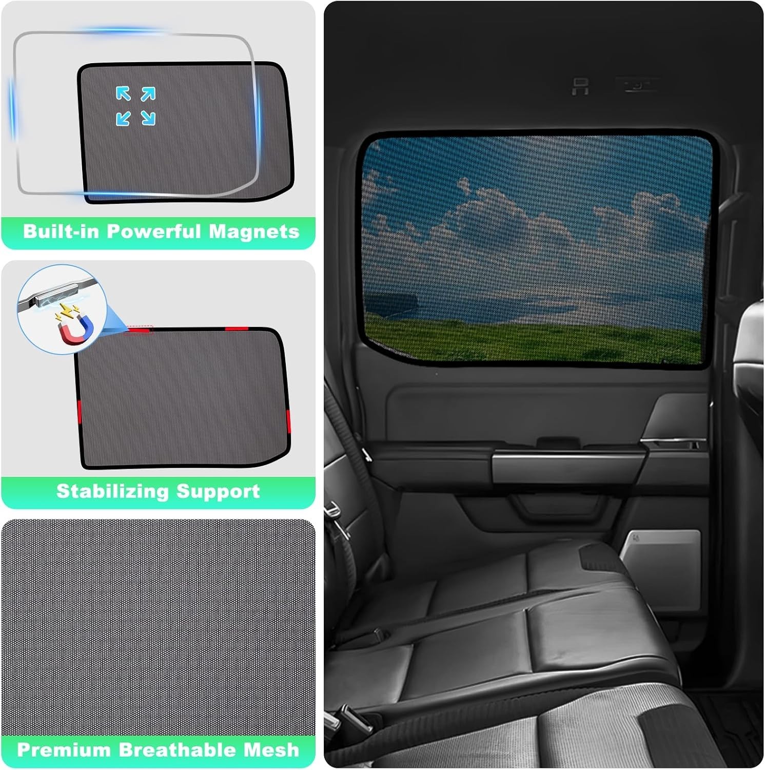 Superior Sun Protection Shades for F150 2015-2020 | Magnetic, Breathable Fabric