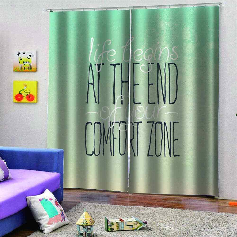 fresh gradient green of mint wordsPrinting 3D Blockout Curtains Fabric Window
