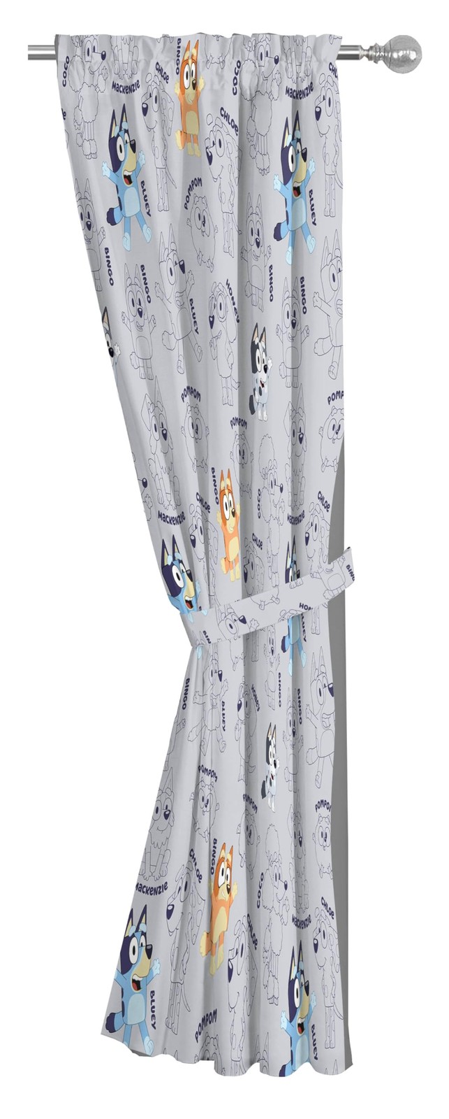 Window Curtains for Kids Bedroom 4-Piece Drape Set with 2 Tiebacks, Grey – Bl…