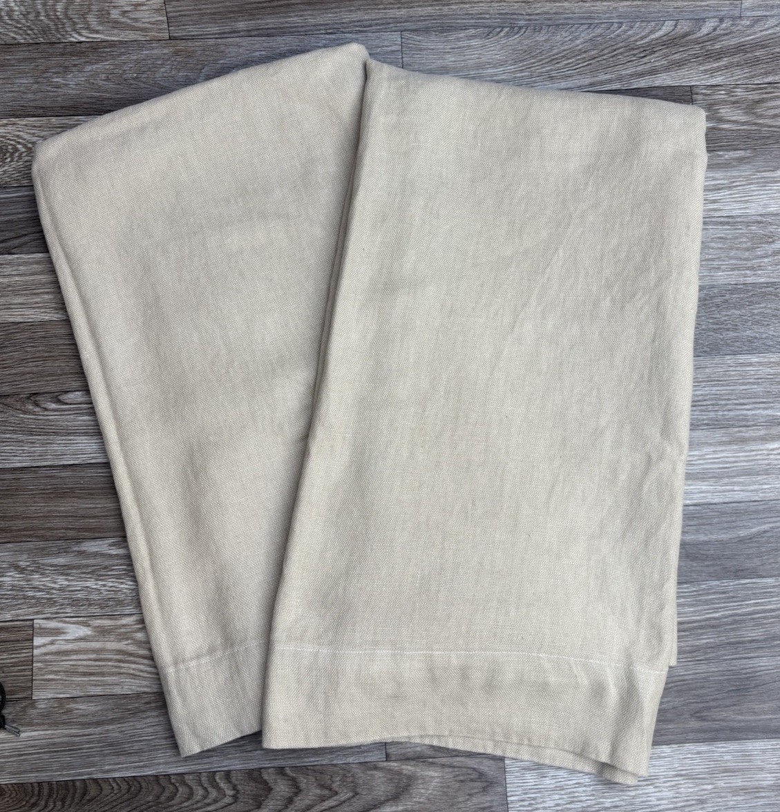 West Elm 100% Linen (2) Curtain Panels 46×86 Beige Rod Pocket Opaque