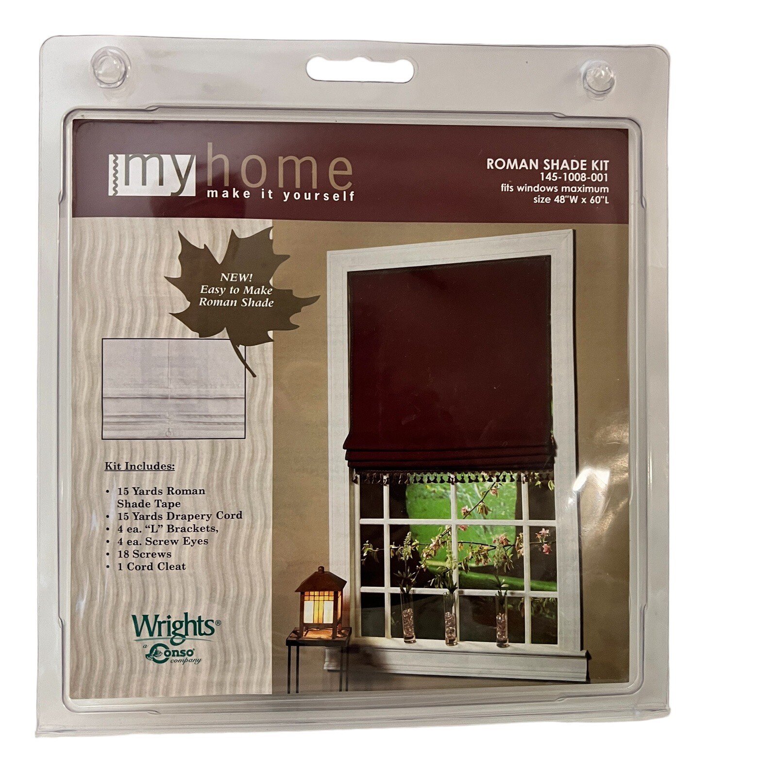WRIGHTS Roman Shade Kit 36″ W X 54″ L “My Home”Improvement Window Treatment NIP