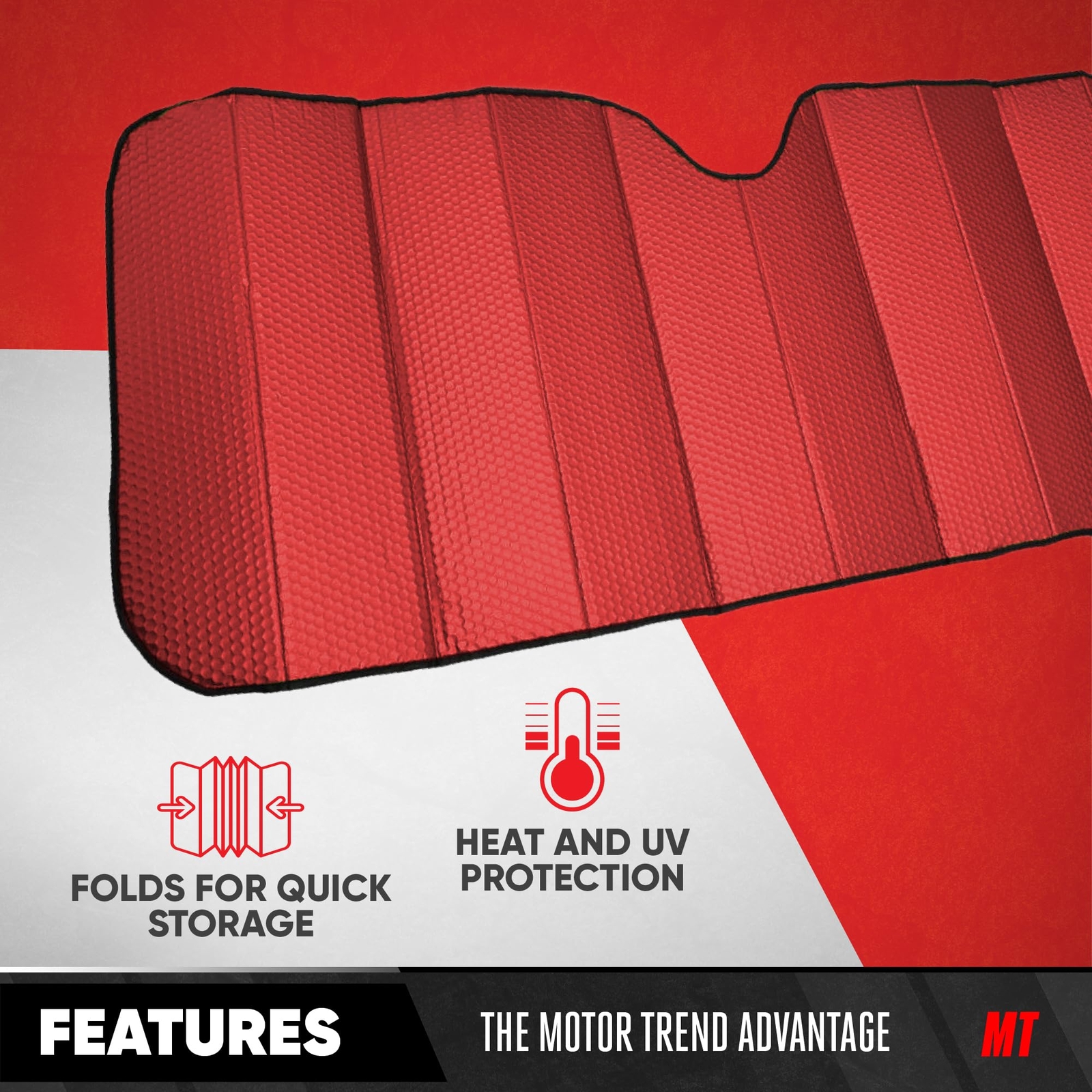Red Windshield Sun Shade Protector Fit Most Vehicles Uv Blocking Accordion De…