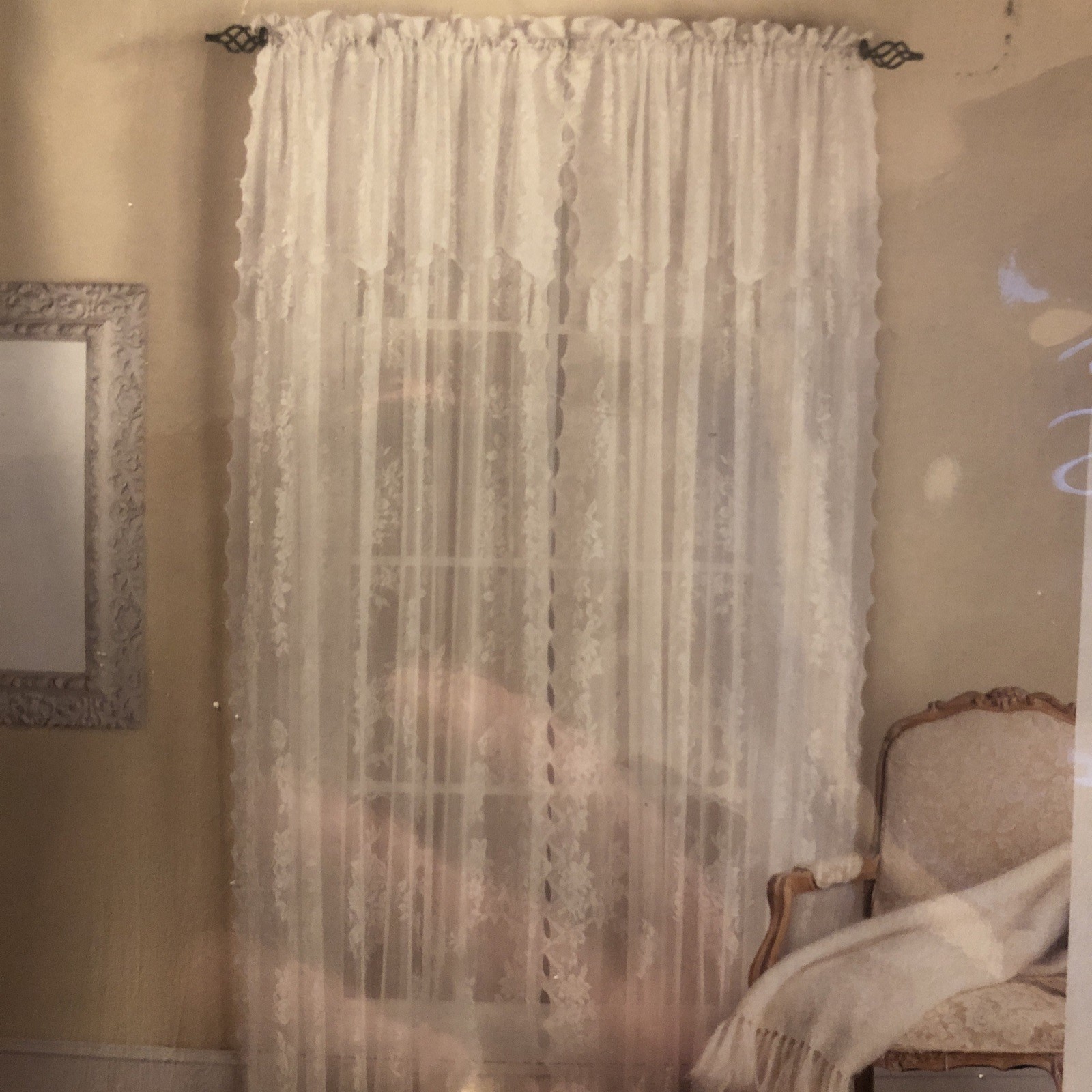 Renaissance Home Products Carly Lace Panel with Attached Valance, 56″ X 84″,+17