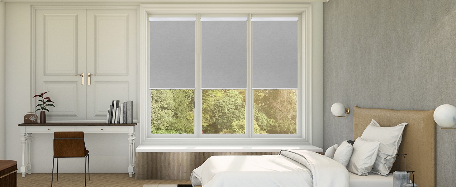 Roller Window Shades Free-Stop Cordless Blackout Blinds, Thermal Insulated Pull