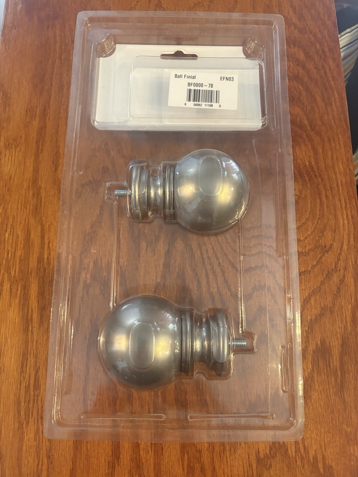 Phase II Decorative Ball Finials Pair Set of 2 Silver Metal Screw-On 1 1/4in