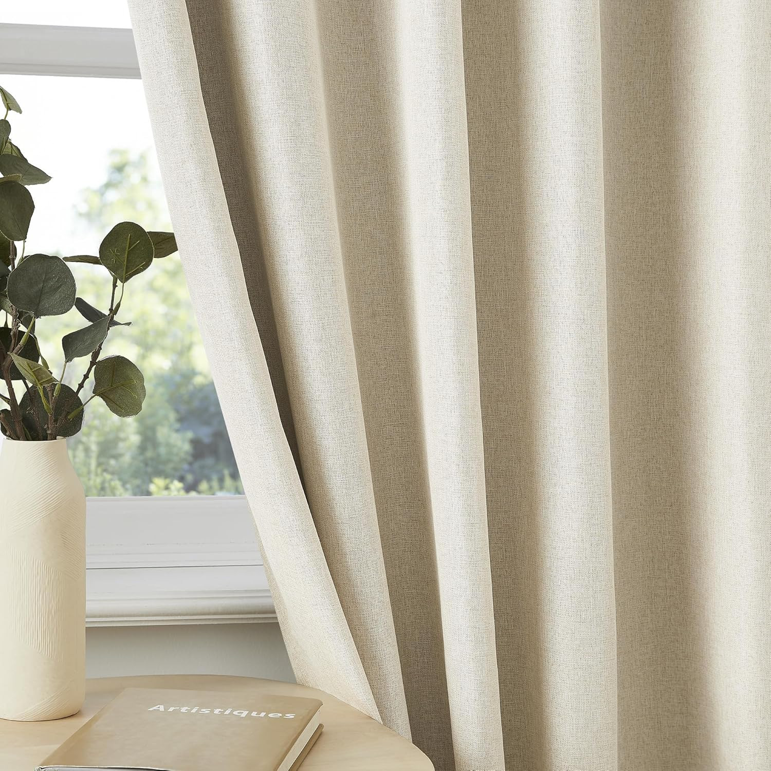 Extra Long Blackout Curtains 132″ for Large Windows – 2 Panels, Sound Absorbing