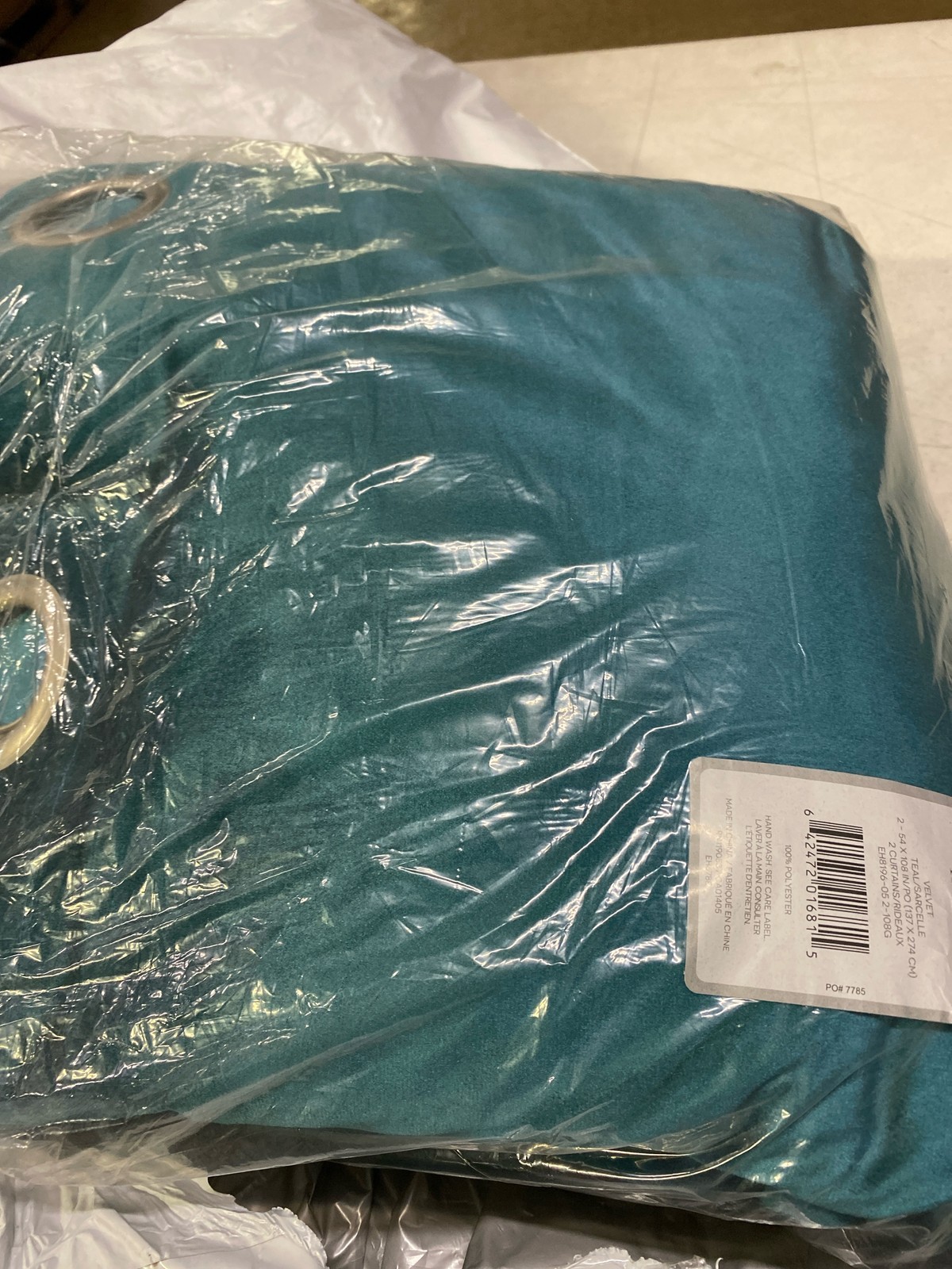Home EH8196-05 Velvet Teal Grommet Curtains, 54″x108″ (Set of 2)