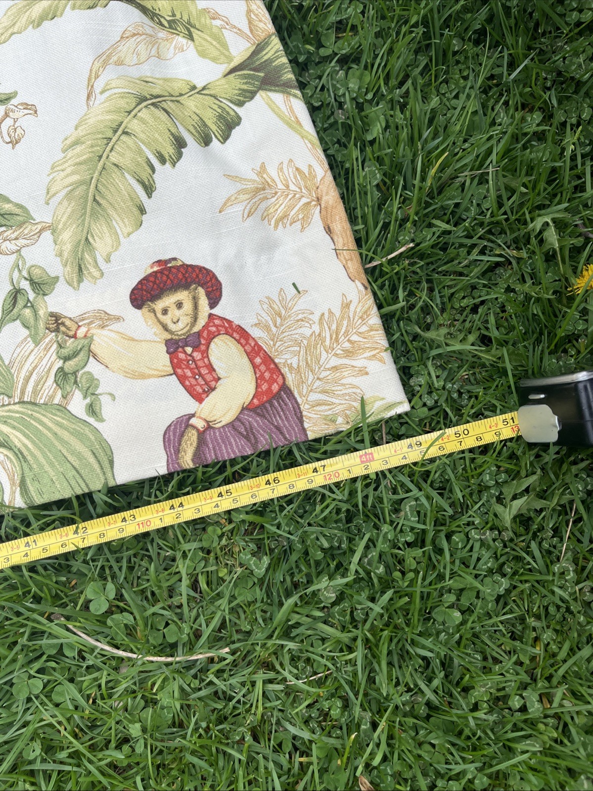 p kaufmann fabric Handmade Copacabana Monkey Toile Tropical Drapes 48”x 99”