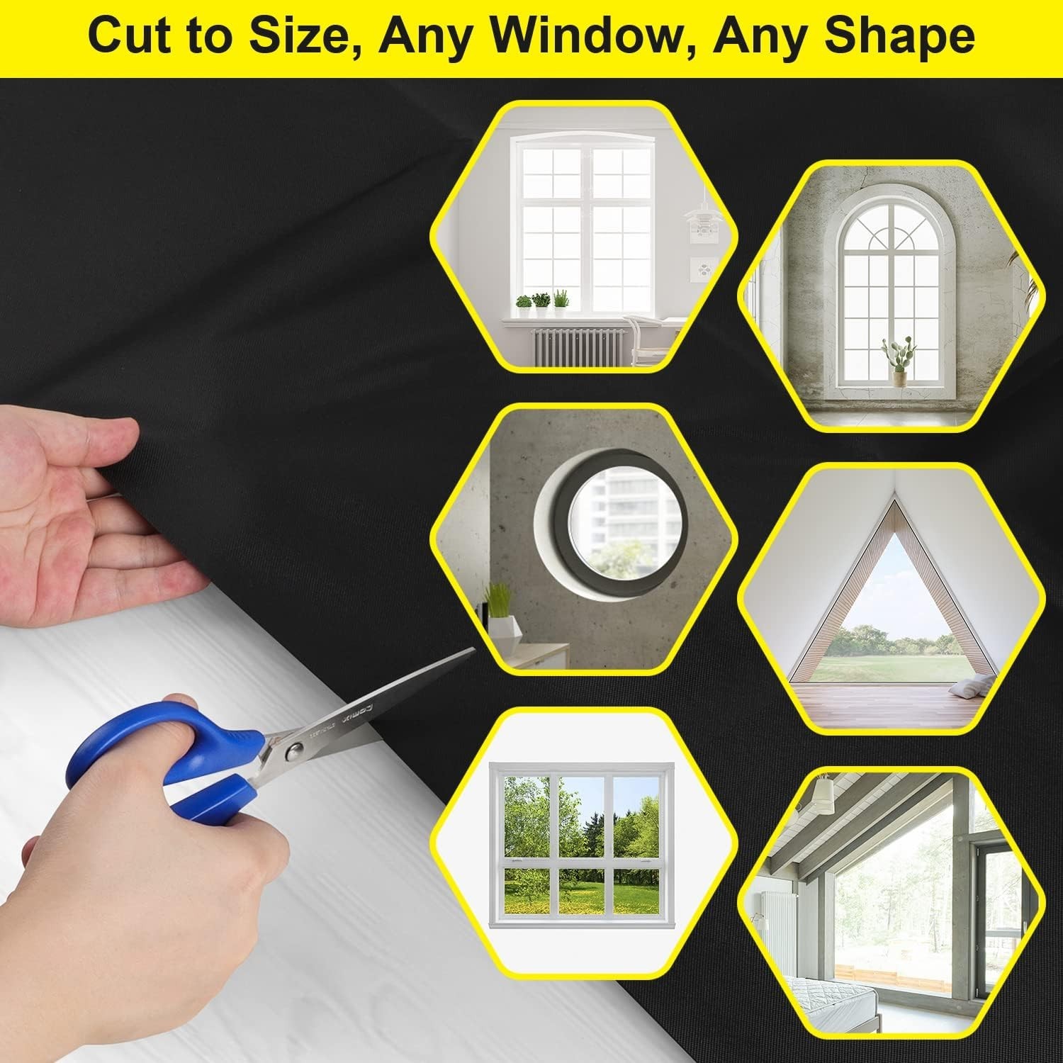 100% Blackout Window Cover Film, Portable No-Drill Shades for Sun Protection