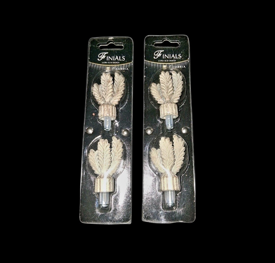 Cambria Petite Curtain FINIALS Ultra Slim Design Palm Tree 506228 2 Pkgs NEW