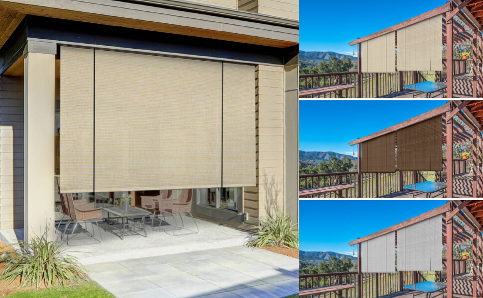 Roll Up Shade Roller Shade UV Blind Screen for Outdoor Patio Porch Deck Gazebo