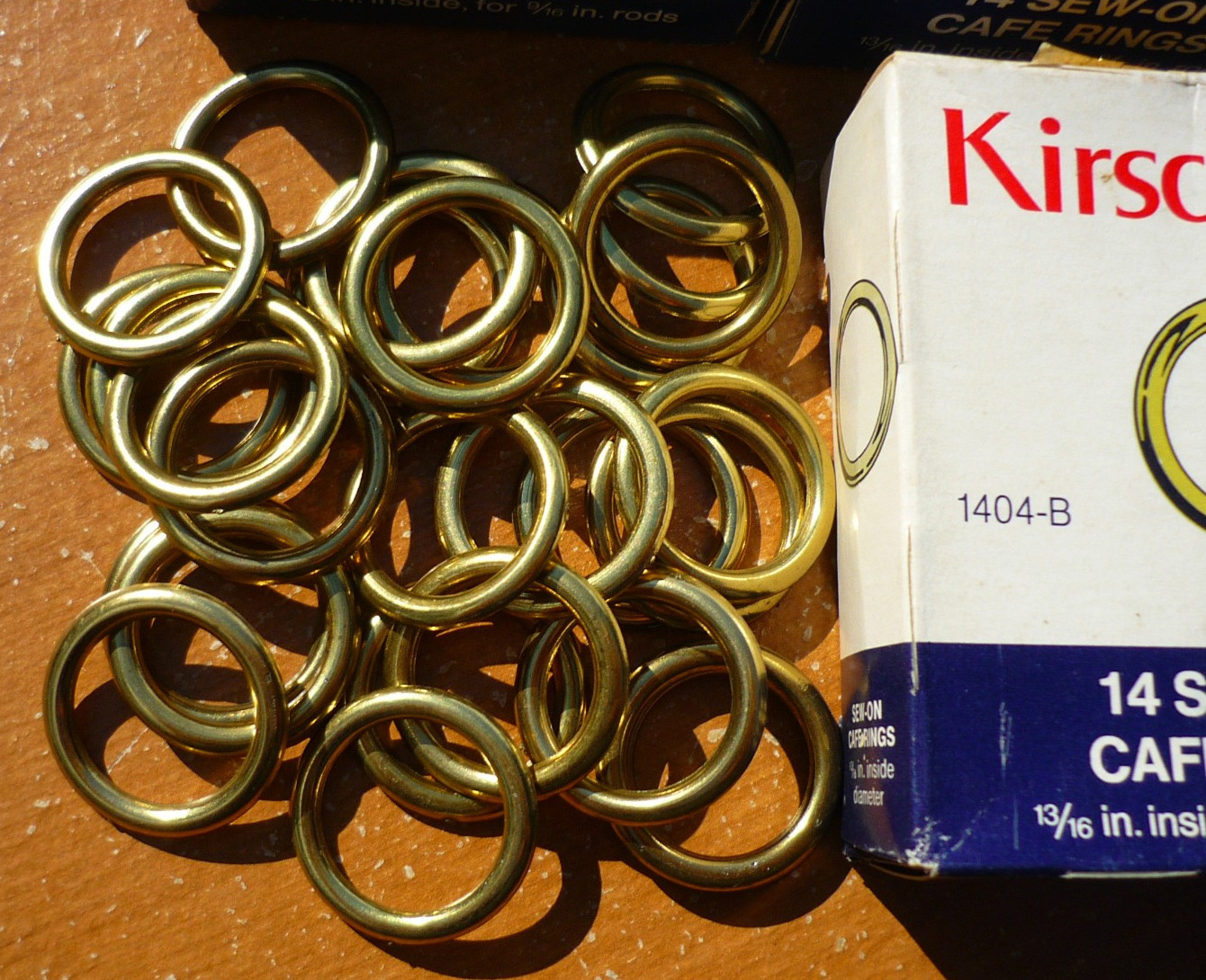 (42) Vintage Kirsch Bright Brass 13/16″ Sew-In Cafe Curtain Rings for 9/16″ Rods