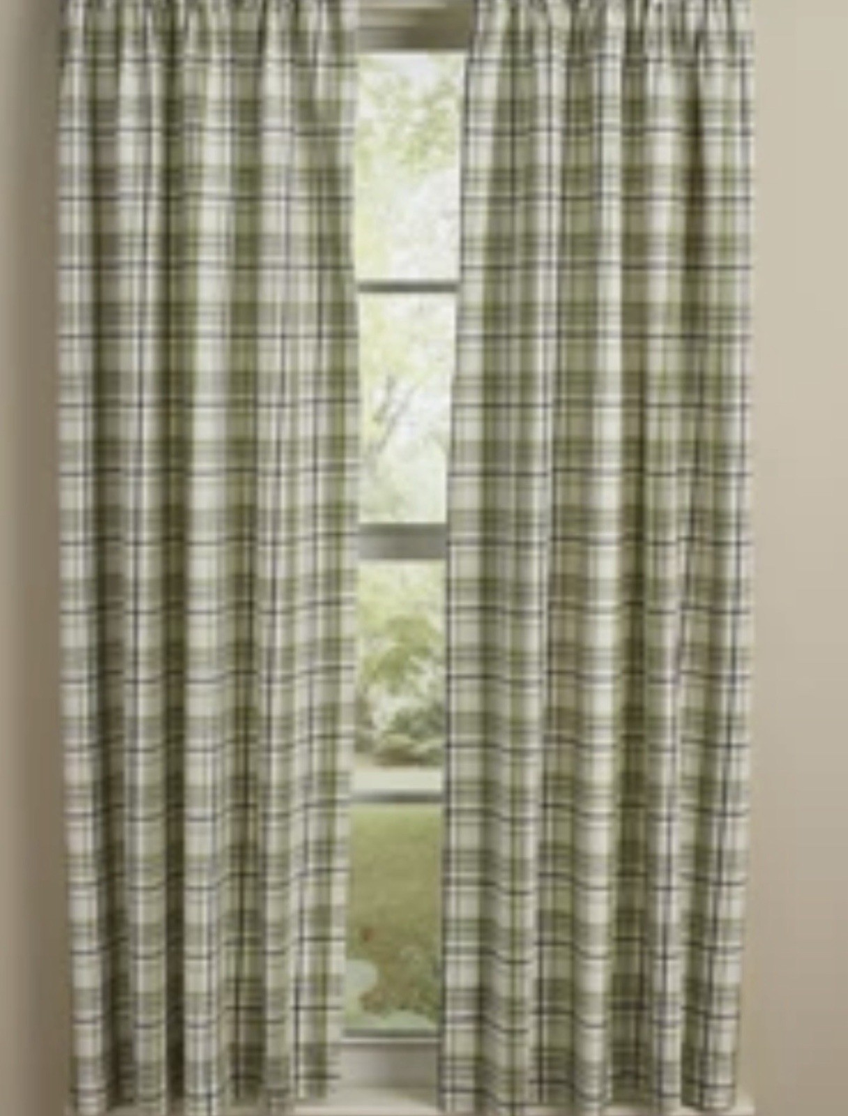 Park Designs New Time In A Garden Panel Curtains 72X63 Cotton W/tie Back Set