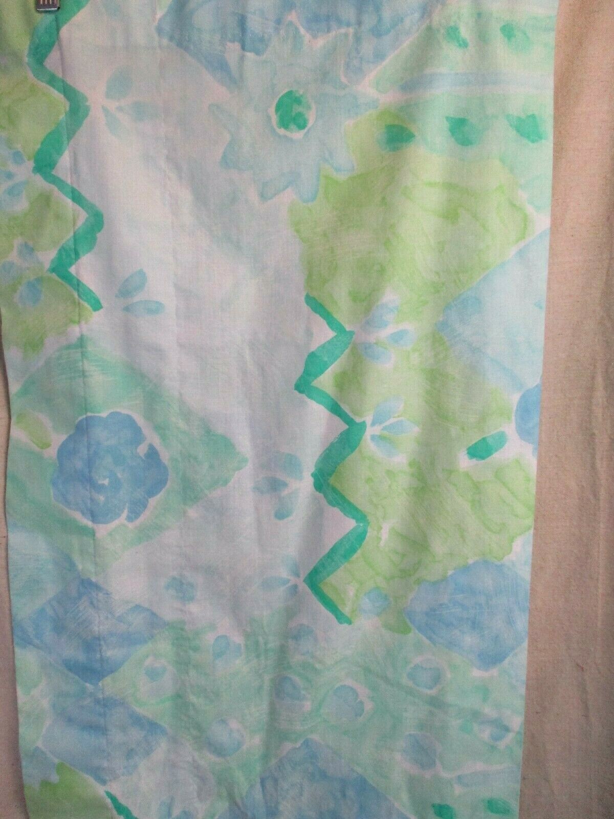 Vtg Revman Window Valance Blue Green Floral Watercolor 17″ H x 34″ L USA