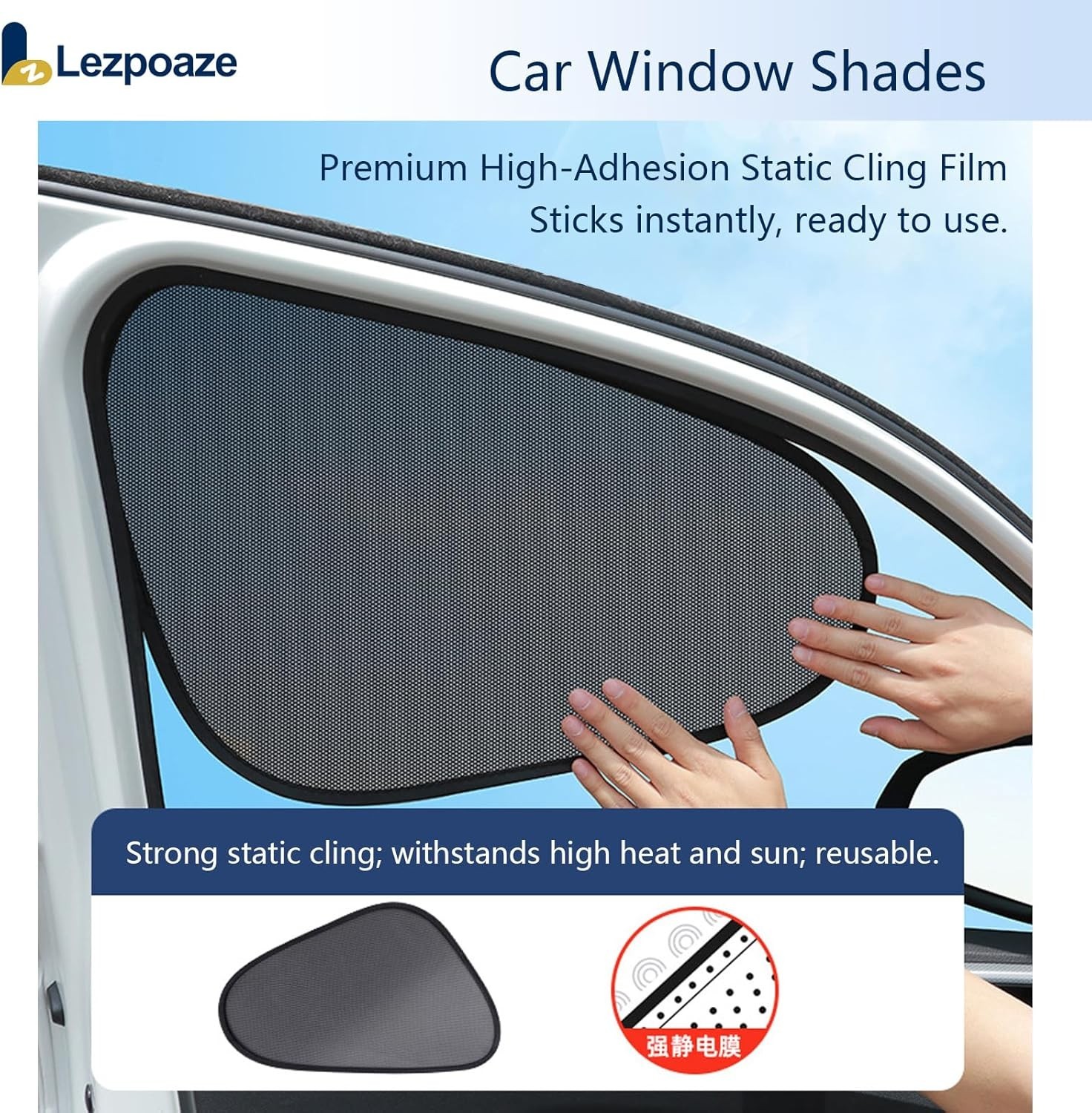 2-Pack Car Window Shades | Mesh Static adsorption Side Window Anti-UV Sunshad…