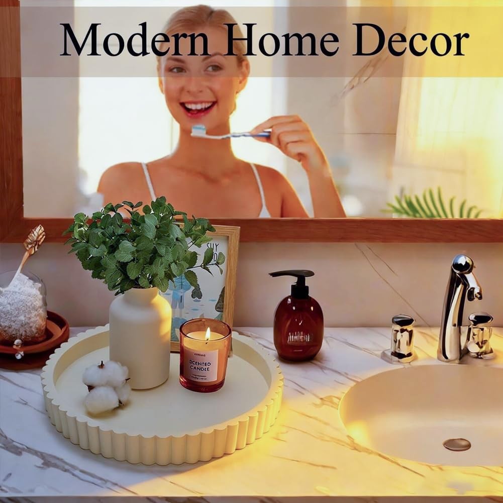 Round Decorative Tray for Coffee Table Living Room Modern Minimalist Center